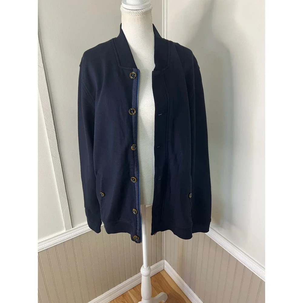 Ted Baker London Mens Navy Blue Button Front Jersey Cardigan Sweater Size 5 XL